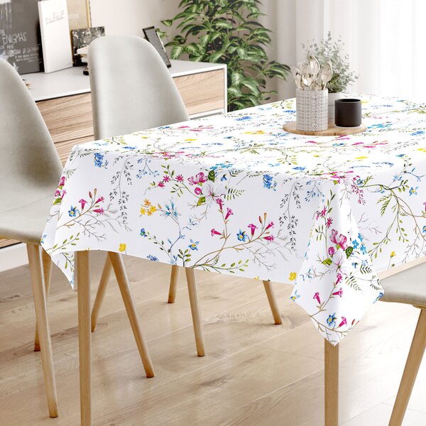 Goldea față de masă 100% bumbac - flori de pajiște pictate 120 x 140 cm
