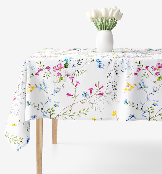 Goldea față de masă 100% bumbac - flori de pajiște pictate 120 x 140 cm