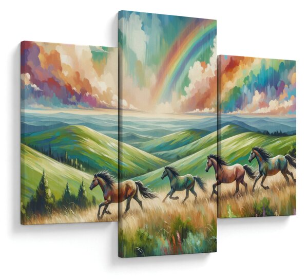Tablou – Cai galopând prin peisaj (90x60 cm)