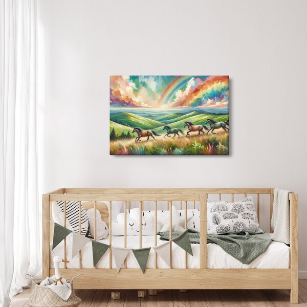Tablou – Cai galopând prin peisaj (90x60 cm)