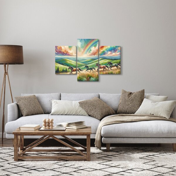 Tablou – Cai galopând prin peisaj (90x60 cm)