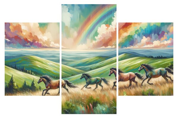 Tablou – Cai galopând prin peisaj (90x60 cm)