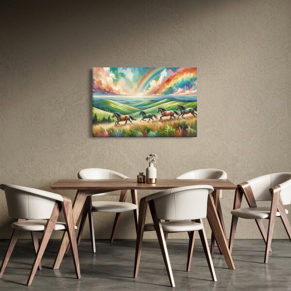 Tablou – Cai galopând prin peisaj (90x60 cm)