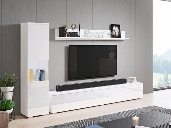 Mobilier living Nova BR (Alb + Alb lucios) (fără iluminat). 1060048