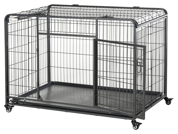 PawHut Cusca Caini Pliabilă Mobilă cu 4 Roți și Mâner 125x76x81cm Ușor de Transportat | Aosom Romania