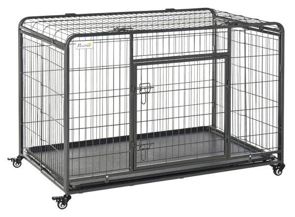 PawHut Cusca Caini Pliabilă Mobilă cu 4 Roți și Mâner 125x76x81cm Ușor de Transportat | Aosom Romania