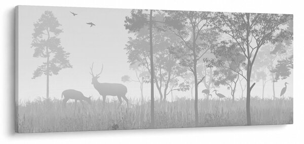Tablou - Pajiște cu cerbi (120x50 cm)