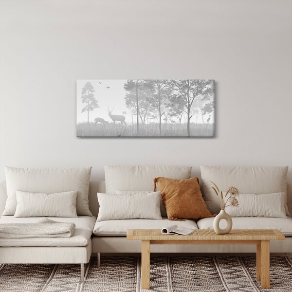 Tablou - Pajiște cu cerbi (120x50 cm)