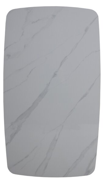 Masă Dining / Bucătărie Atlas Marble Albă, Blat din Piatră Sinterizată, Picioare Metalice Negre, Design Modern, 120 x 77,5 x 72 cm