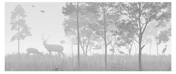 Tablou - Pajiște cu cerbi (120x50 cm)