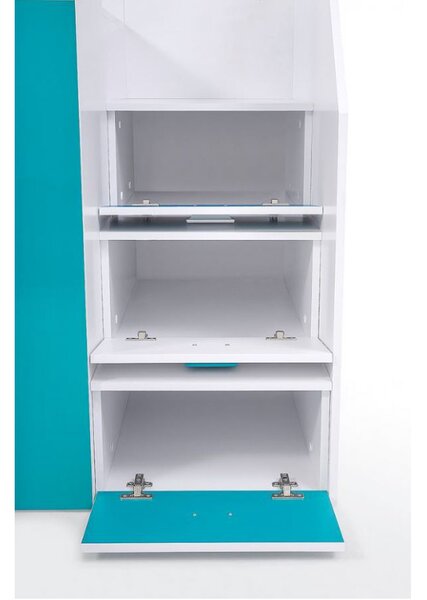 Pat multifuncțional 90 cm Toreno 3 (Alb + alb lucios + mânere alb lucios) (S). 1083329