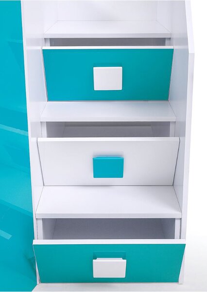 Pat multifuncțional 90 cm Toreno 3 (Alb + alb lucios + mânere alb lucios) (S). 1083329