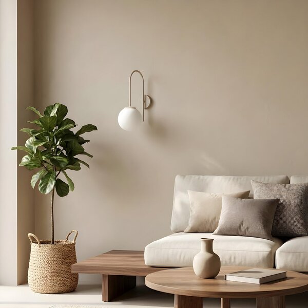 Luminex Aplică de perete Cambridge, bej, înălțime 34 cm, metal/sticlă, E14, reglabil, Bej, Camera de zi / sufragerie, Metal, Modern, glob