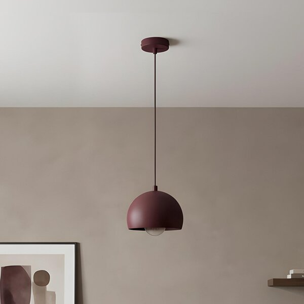 Luminex Lampă suspendată Sool, roșu închis, Ø 15 cm, 1 bec, metal, E27, reglabil, Roșu, Camera de zi / sufragerie, Metal