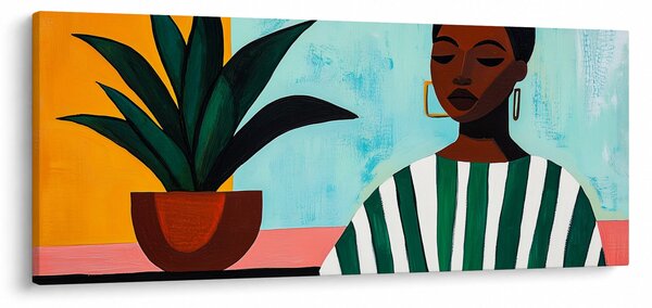 Tablou - Femeie cu floare (120x50 cm)