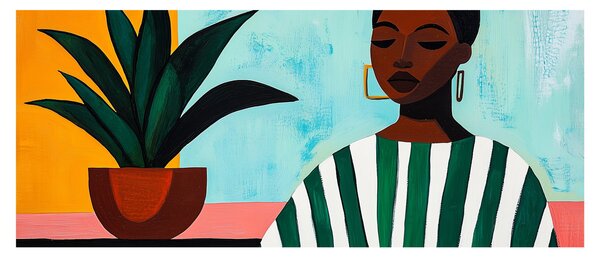 Tablou - Femeie cu floare (120x50 cm)