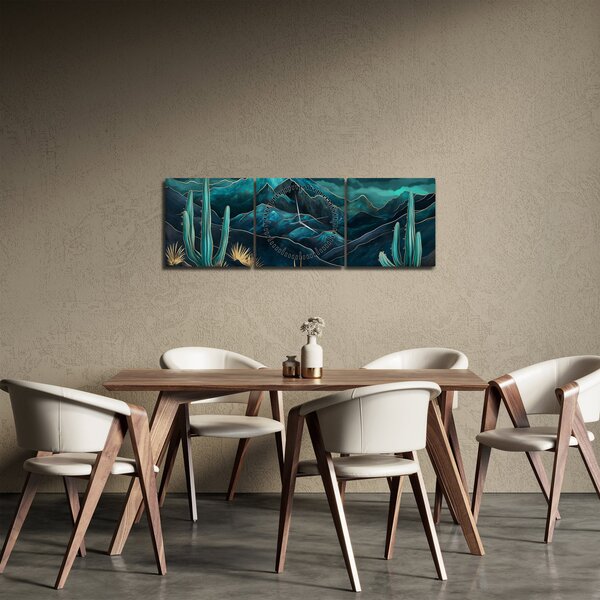 Tablou - Noapte turcoaz (cu ceas) (90x30 cm)
