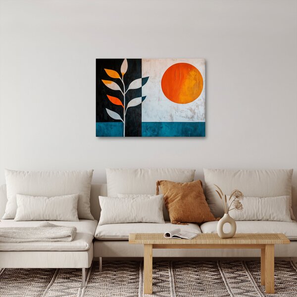 Tablou - Abstracție cu plantă și soare (70x50 cm)