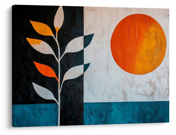 Tablou - Abstracție cu plantă și soare (70x50 cm)