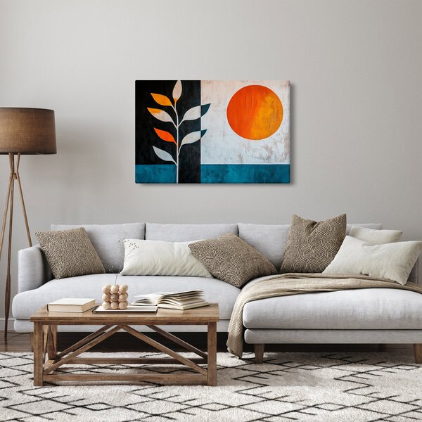 Tablou - Abstracție cu plantă și soare (90x60 cm)