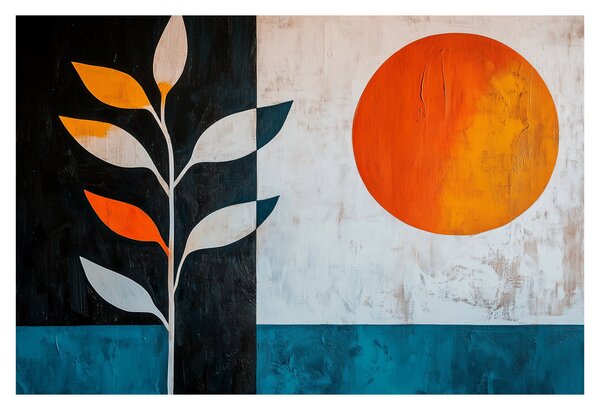 Tablou - Abstracție cu plantă și soare (90x60 cm)