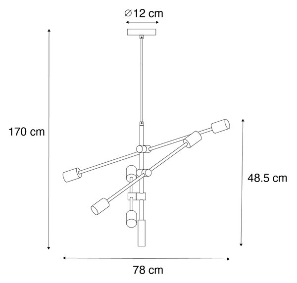 Lampă suspendată industrială bronz închis cu 6 lumini - Sydney