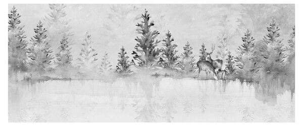 Tablou - Cerb lângă lac (120x50 cm)