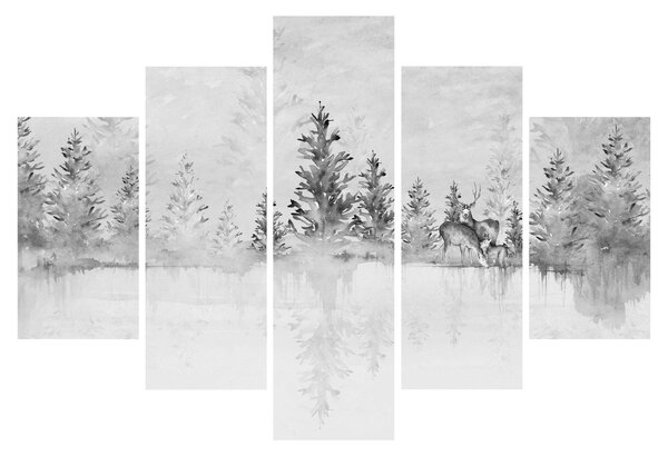 Tablou - Cerb lângă lac (150x105 cm)