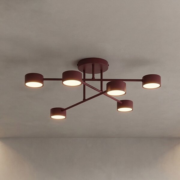 EMIBIG LIGHTING Plafonieră HALO, roșu închis, Ø 60 cm, 6 becuri, metal, GX53, reglabil, Roșu, Camera de zi / sufragerie, Metal, Modern, Plafon semicircular cu spațiere