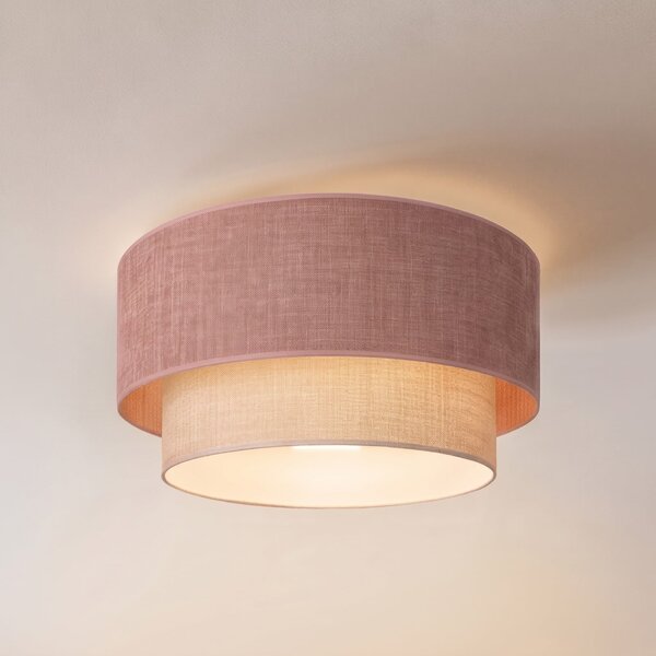 Duolla Plafonieră Boho, roz/bej, Ø 45 cm, din țesătură, E27, Roz / Rosé, Hol, Țesătură / Textil, Viața tânără