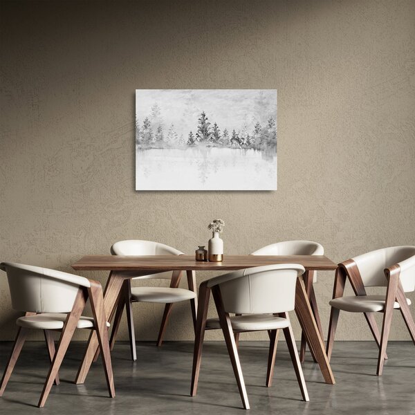 Tablou pe sticlă - Cerb lângă lac (70x50 cm)
