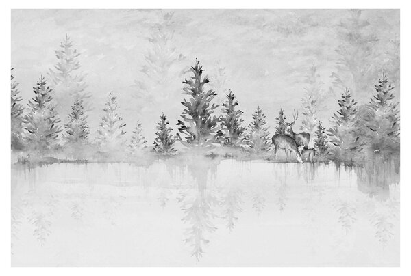Tablou - Cerb lângă lac (90x60 cm)