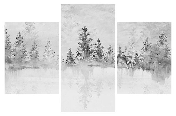 Tablou - Cerb lângă lac (90x60 cm)