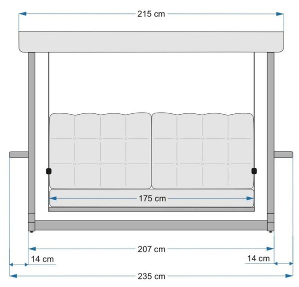 Balansoar cu 3 locuri Sia 2400 Bej 236x190x175 cm