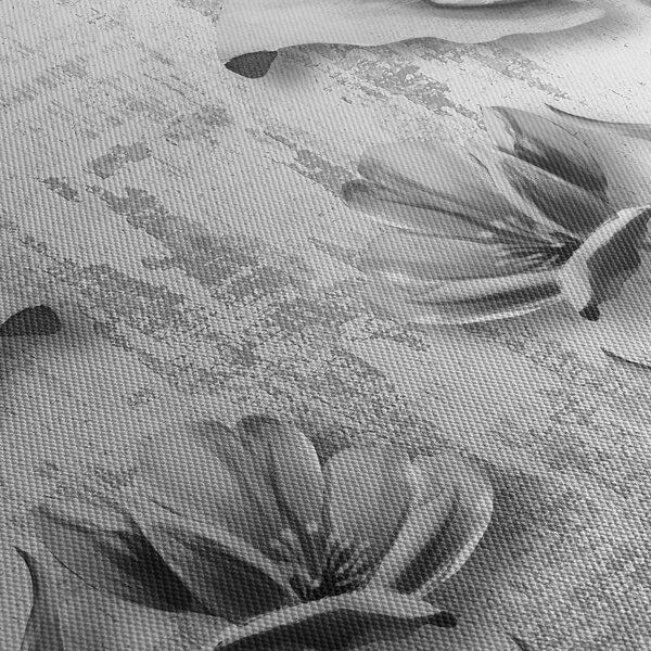 Tablou - Flori alb-negru pe fundal (150x105 cm)