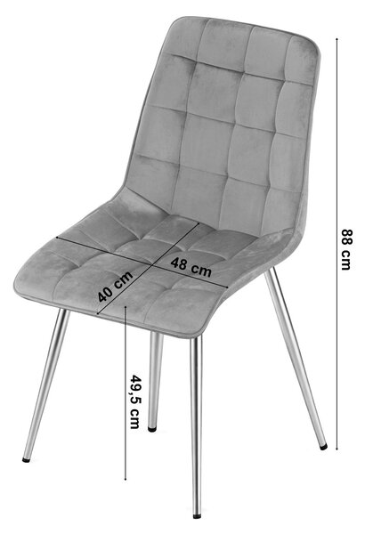 Scaun de masa SPLIT VELVET, gri deschis