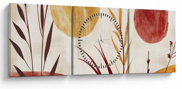 Tablou - Plante și cercuri (cu ceas) (90x30 cm)