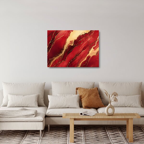Tablou pe sticlă - Marmură roșu-auriu (70x50 cm)