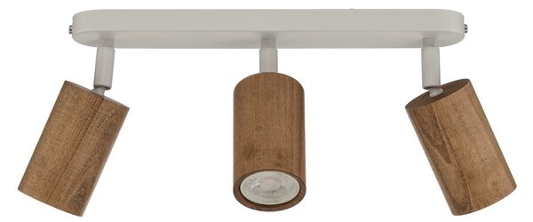 Luminex Spot de tavan Nisse, alb, lungime 33 cm, 3 becuri, lemn/metal, reglabil, Alb, Camera de zi / sufragerie, Lemn, Plafon cu flacără multiplă