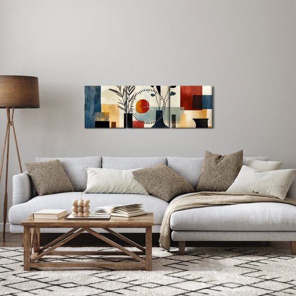 Tablou - Vaze cubiste (cu ceas) (90x30 cm)