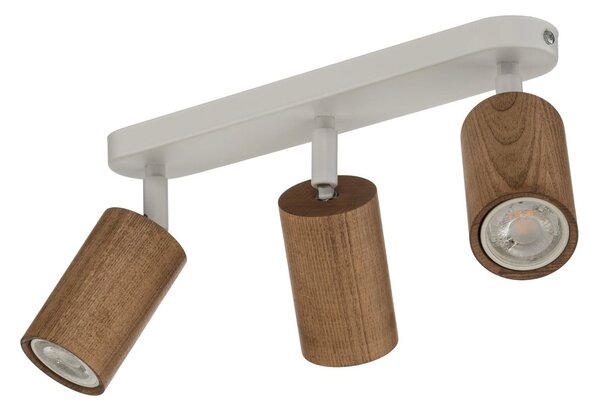 Luminex Spot de tavan Nisse, alb, lungime 33 cm, 3 becuri, lemn/metal, reglabil, Alb, Camera de zi / sufragerie, Lemn, Plafon cu flacără multiplă
