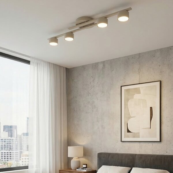 EMIBIG LIGHTING Plafonieră FRAGMENT, bej, lungime 87 cm, cu 4 becuri, din metal, reglabil, Bej, Camera de zi / sufragerie, Metal, Modern, Plafon semicircular cu spațiere
