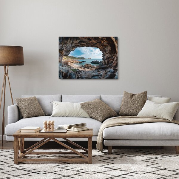 Tablou pe sticlă - Peșteră lângă mare (70x50 cm)