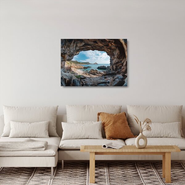 Tablou pe sticlă - Peșteră lângă mare (70x50 cm)