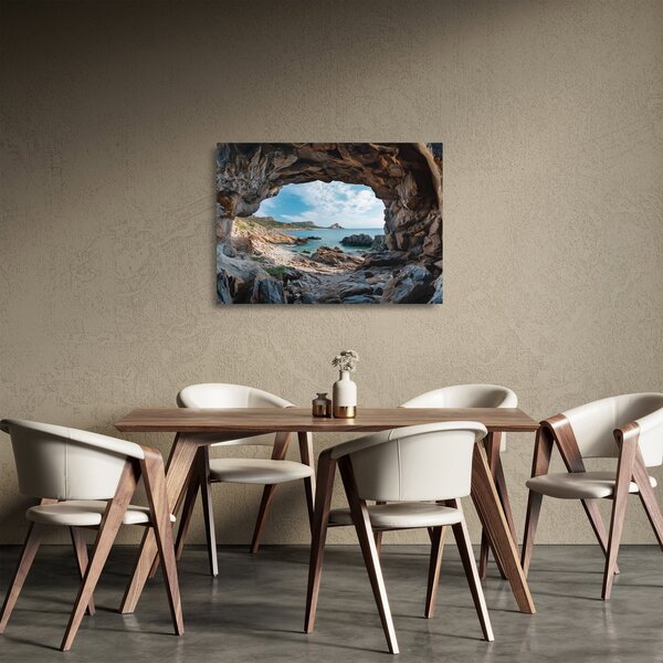 Tablou pe sticlă - Peșteră lângă mare (70x50 cm)