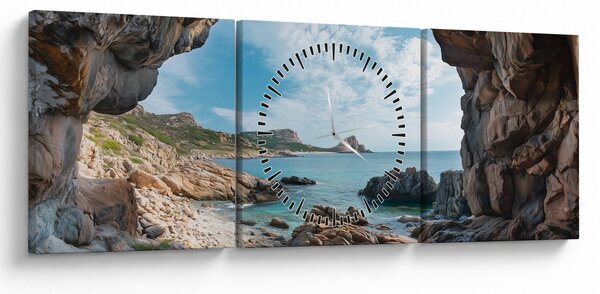 Tablou - Peșteră lângă mare (cu ceas) (90x30 cm)