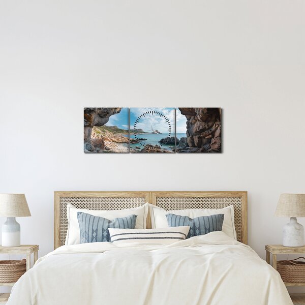 Tablou - Peșteră lângă mare (cu ceas) (90x30 cm)