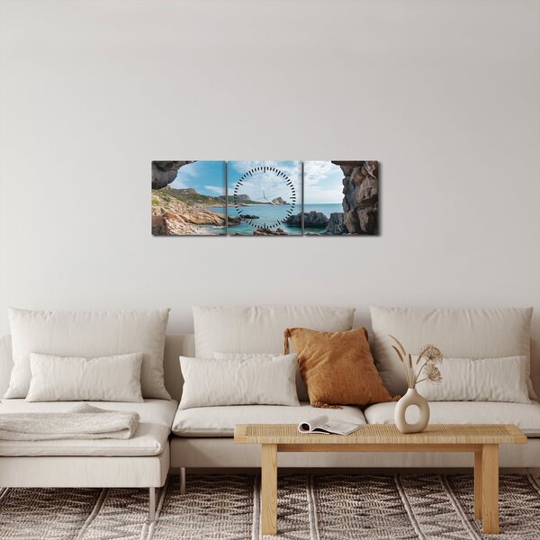 Tablou - Peșteră lângă mare (cu ceas) (90x30 cm)