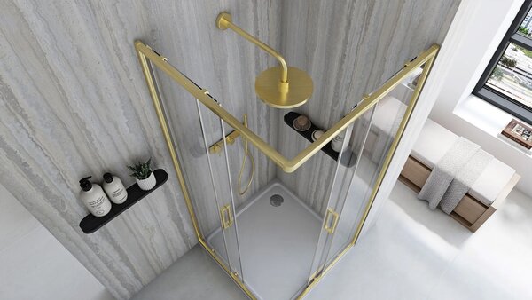Rea City, cabina de dus cu usa culisanta 100x80cm, sticla transparenta 5/4mm, profil auriu, REA-K6445
