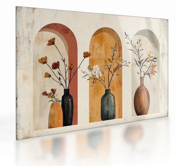 Tablou pe sticlă - Vaze în arcade (70x50 cm)
